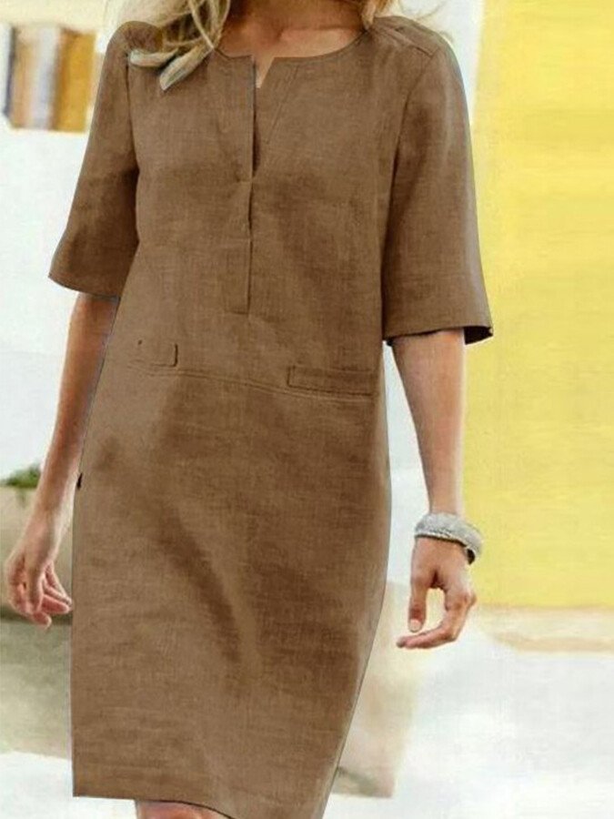 Robe chemise midi à poches femme
