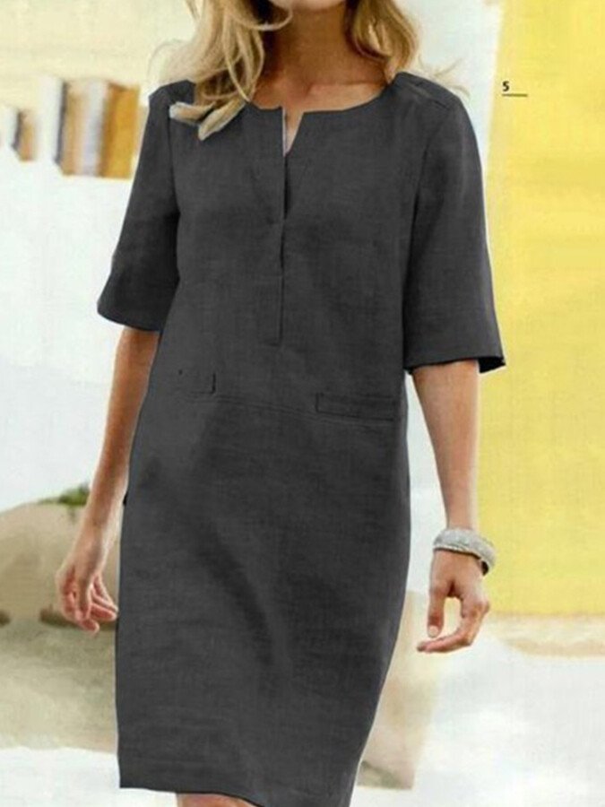 Robe chemise midi à poches femme