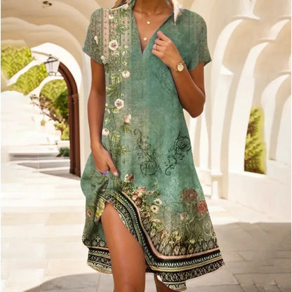Robe chemise mini à fleurs pour femme