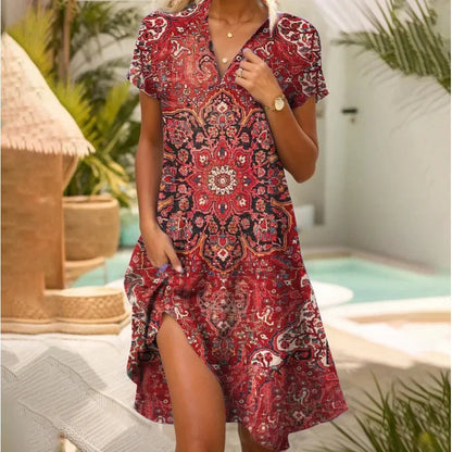 Robe chemise mini à fleurs pour femme