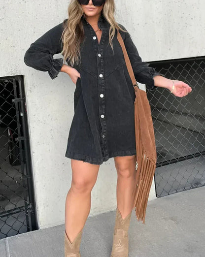 Robe chemise mini boutonnée femme