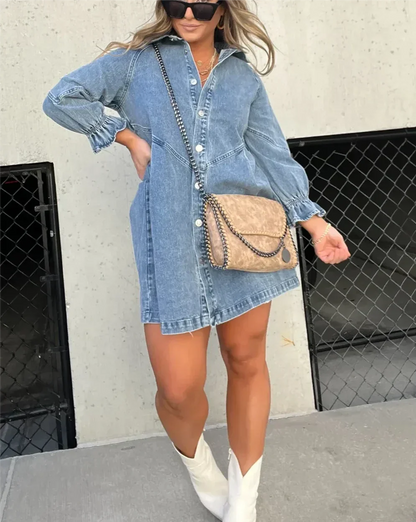 Robe chemise mini boutonnée femme