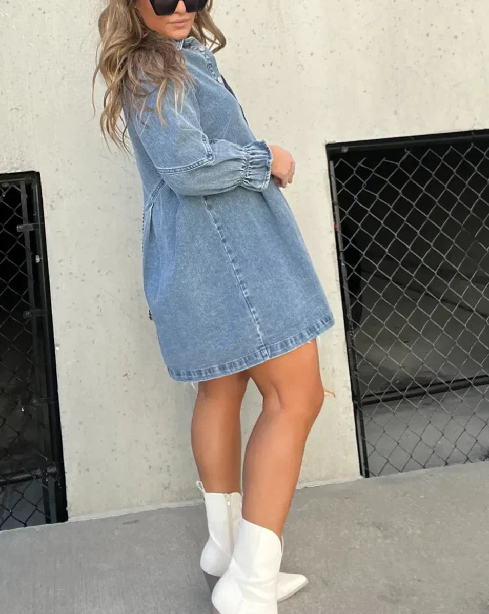 Robe chemise mini boutonnée femme