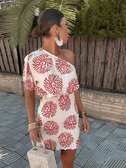 Robe courte à une épaule pour femme