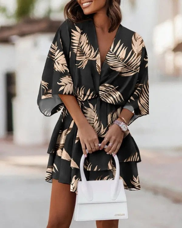 Robe d'été ample - col en V et coupe élégante