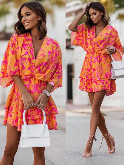 Robe d'été ample - col en V et coupe élégante
