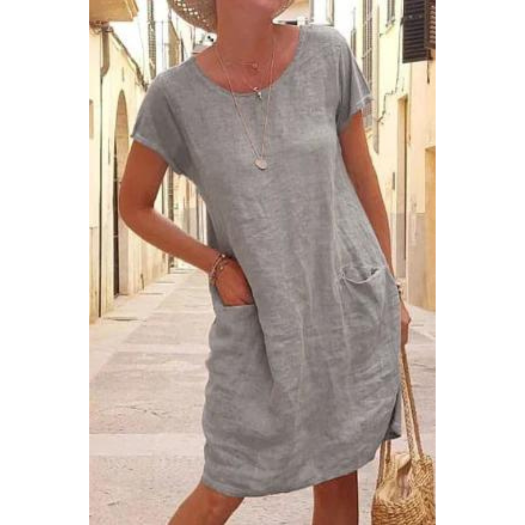 Robe décontractée pour femme avec poches, longueur genou