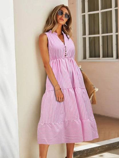 Robe élégante à rayures sans manches pour l’été