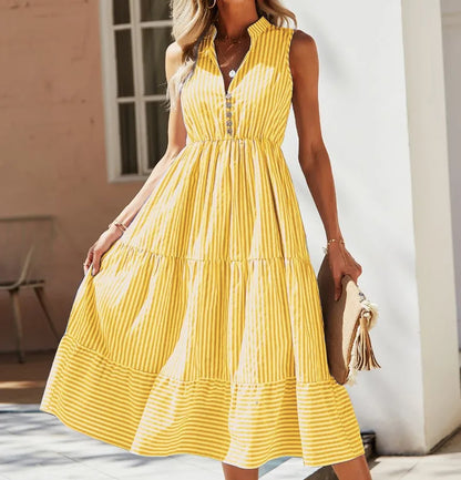 Robe élégante à rayures sans manches pour l’été