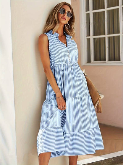 Robe élégante à rayures sans manches pour l’été