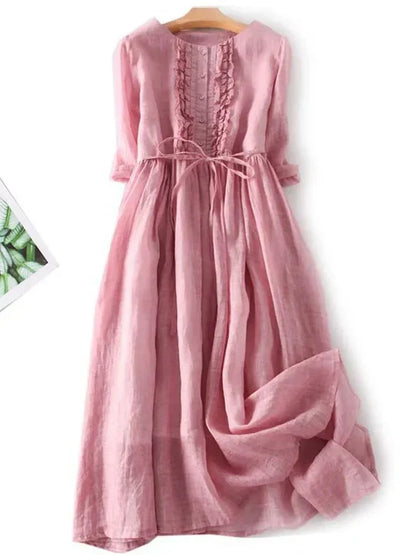 Robe en lin élégante, respirante et confortable