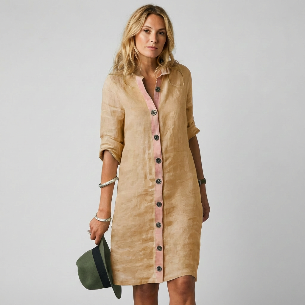 Robe en lin léger boutonnée devant