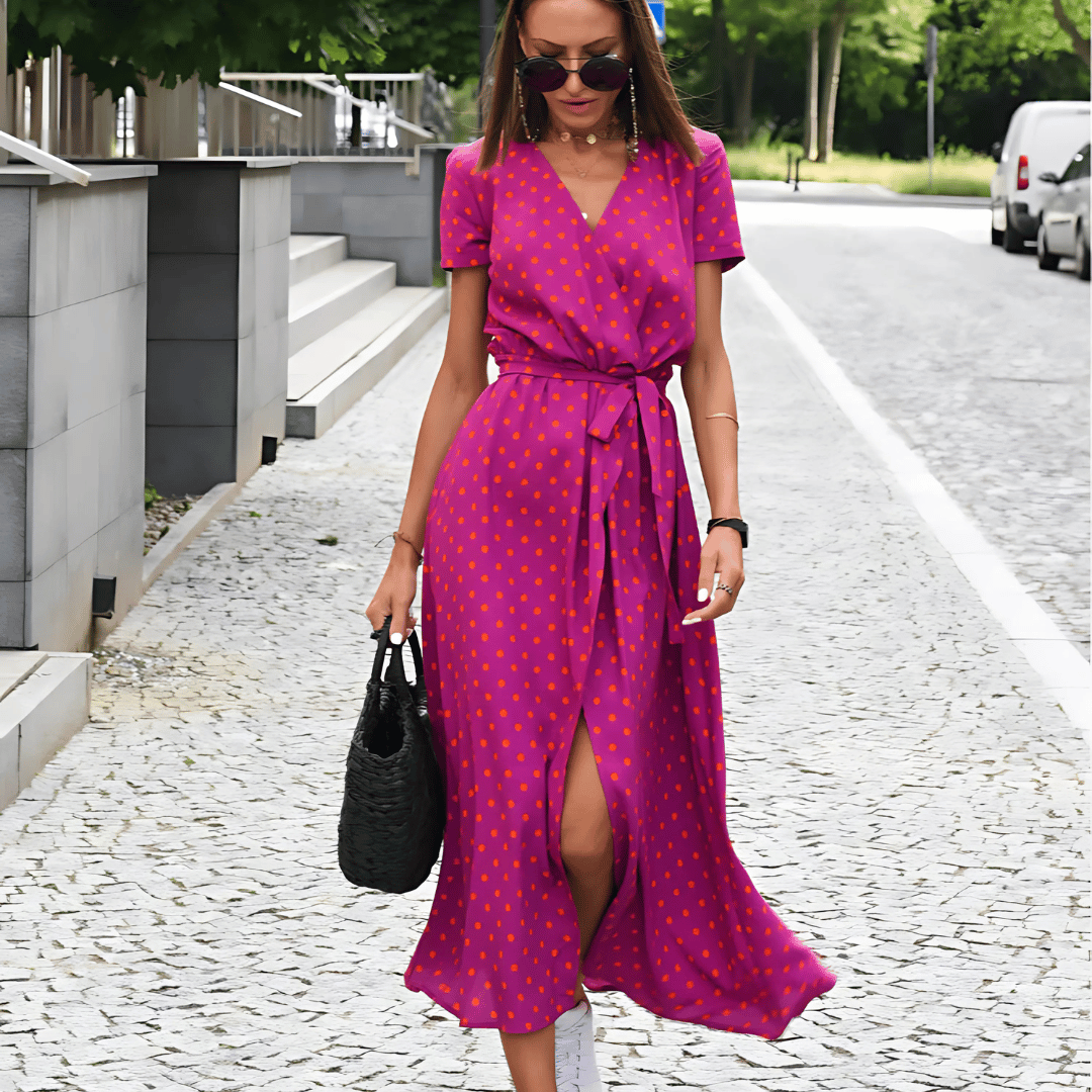 Robe fendue à nouer pour femme