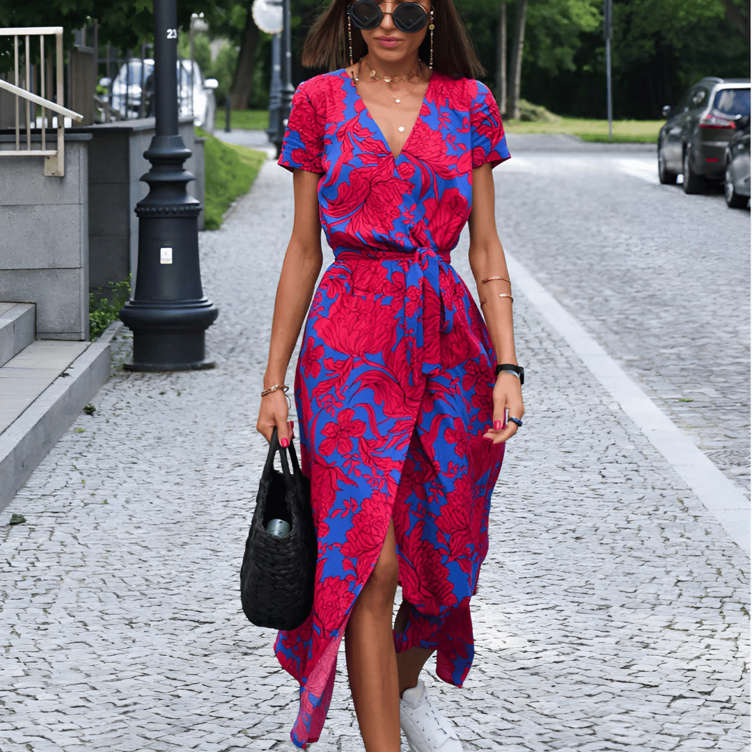 Robe fendue à nouer pour femme