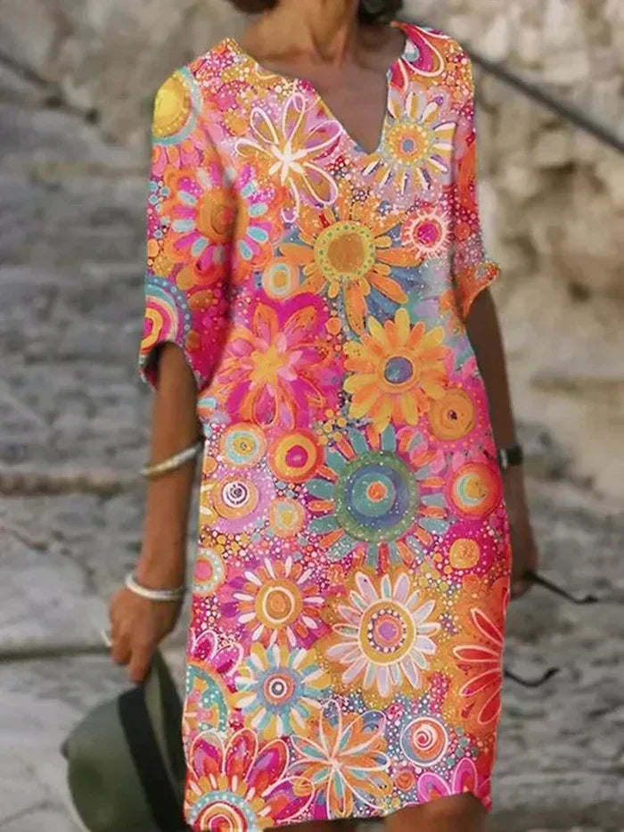 Robe florale éclatante - élégance vibrante et stylée