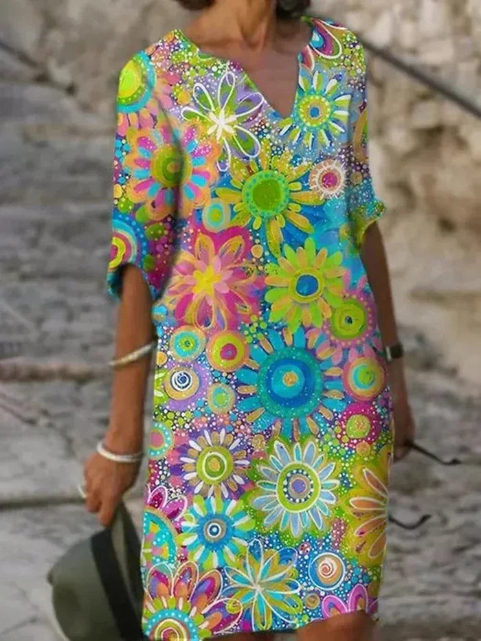 Robe florale éclatante - élégance vibrante et stylée