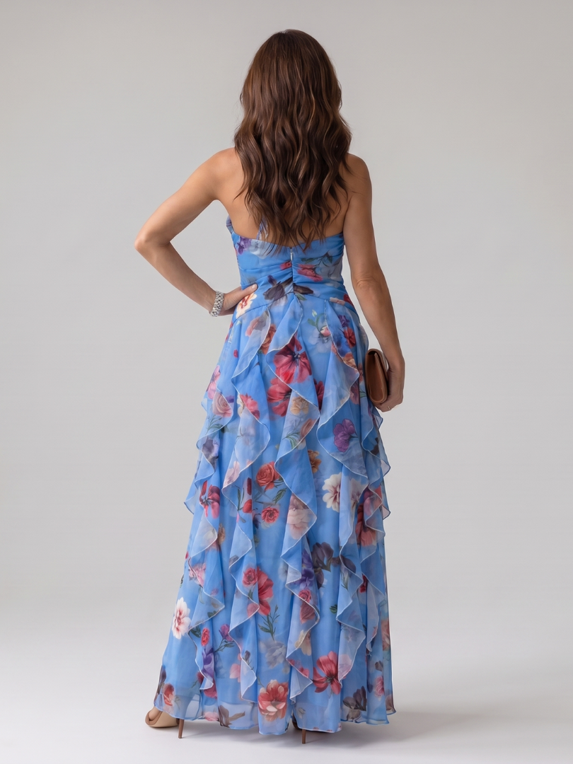 Robe longue à col américain pour femme