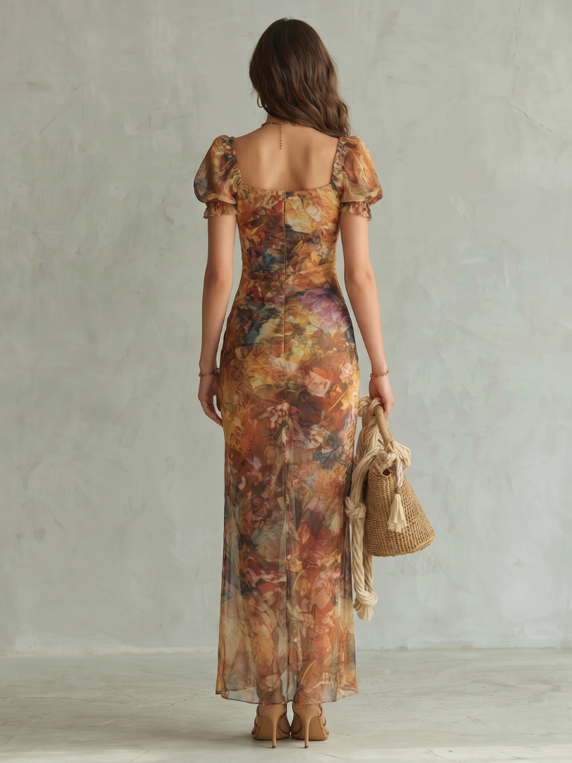 Robe longue à décolleté en cœur pour femme