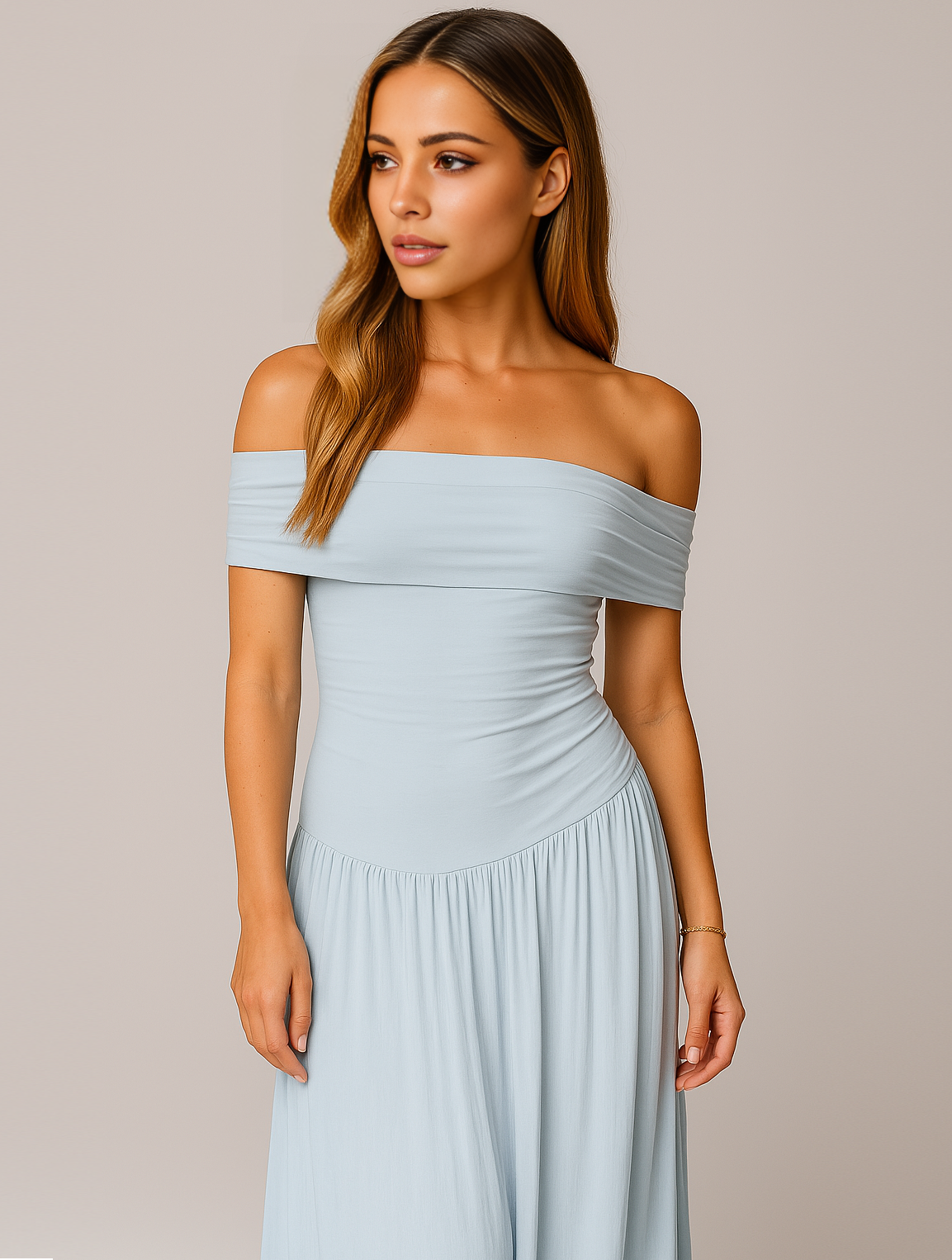 Robe longue à épaules dénudées femme