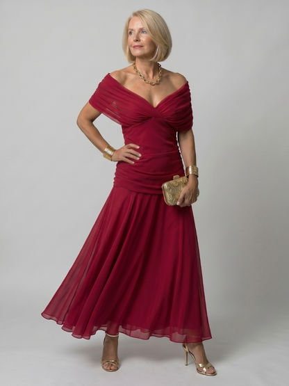 Robe longue à épaules dénudées pour femme