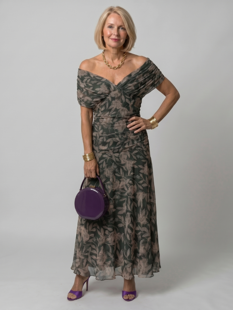 Robe longue à épaules dénudées pour femme