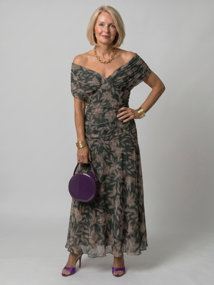 Robe longue à épaules dénudées pour femme