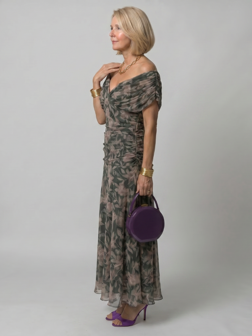 Robe longue à épaules dénudées pour femme