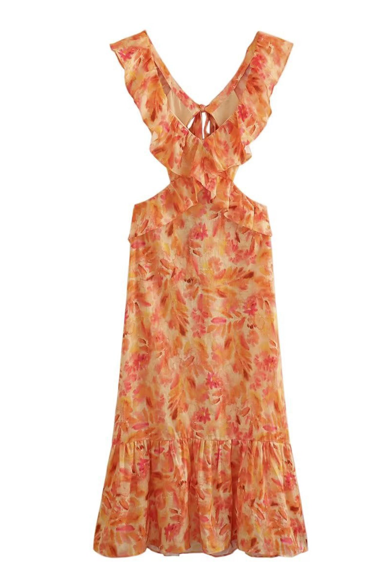 Robe longue à fleurs sans manches femme