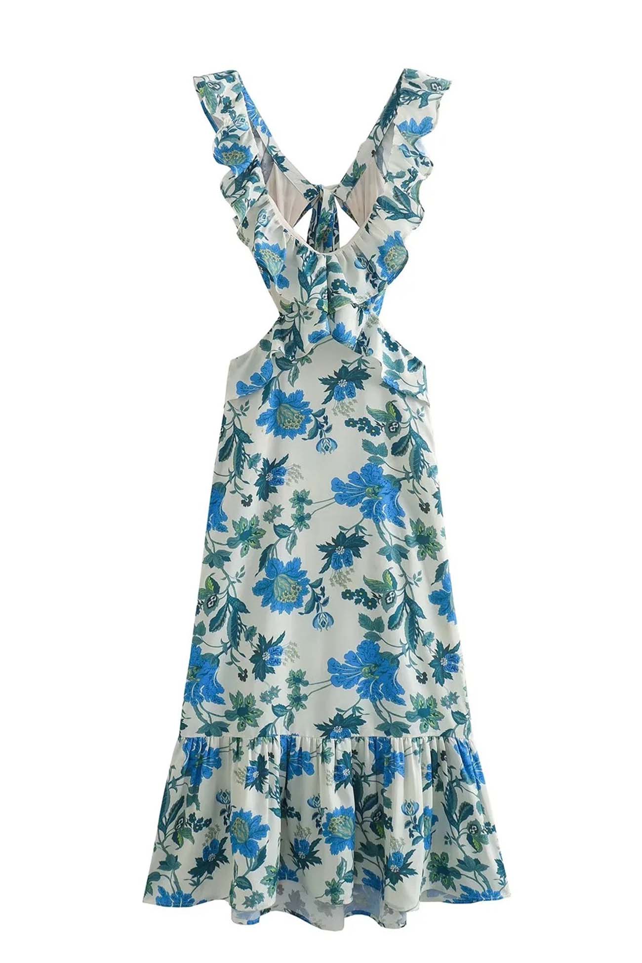 Robe longue à fleurs sans manches femme