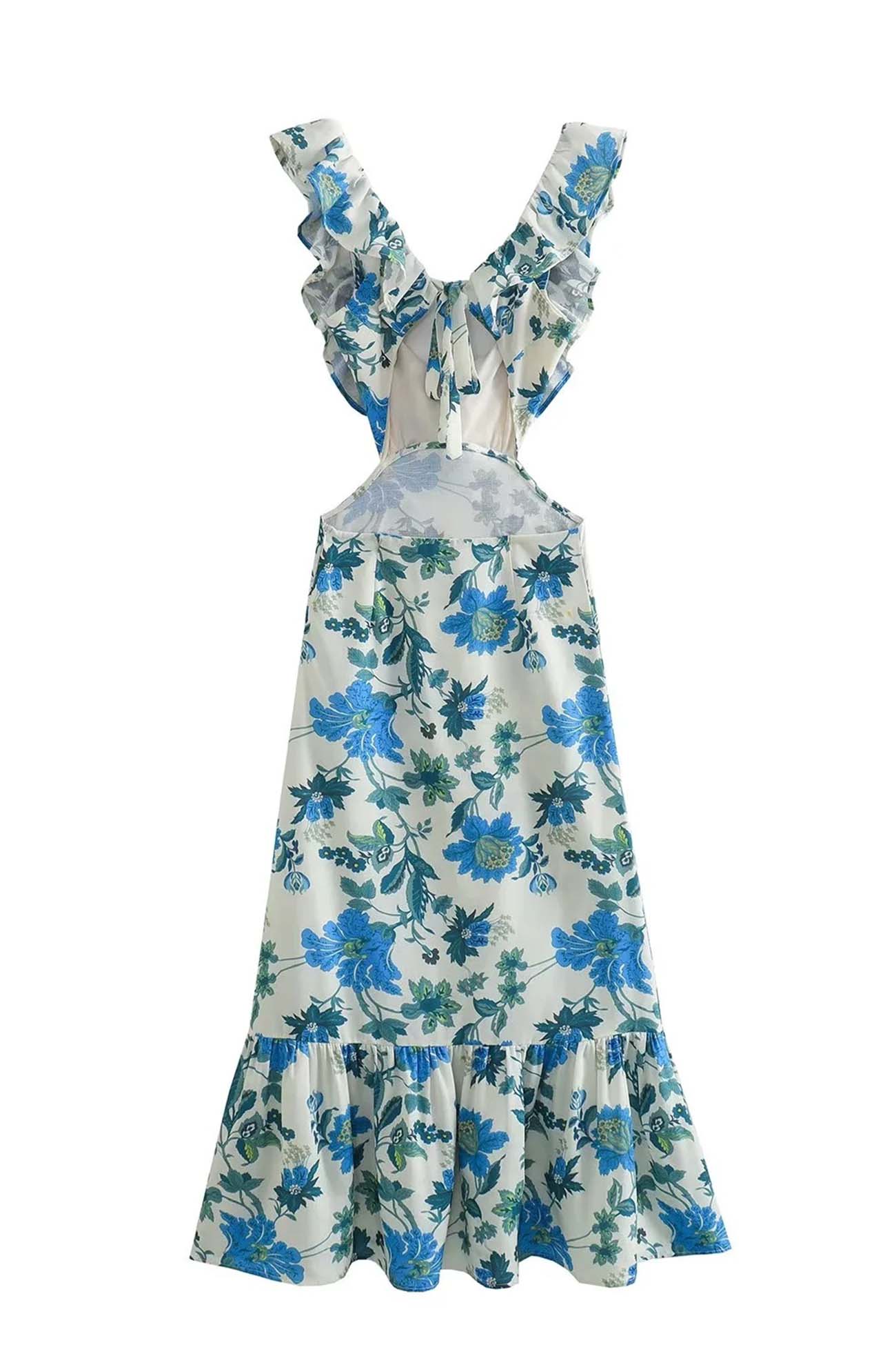 Robe longue à fleurs sans manches femme
