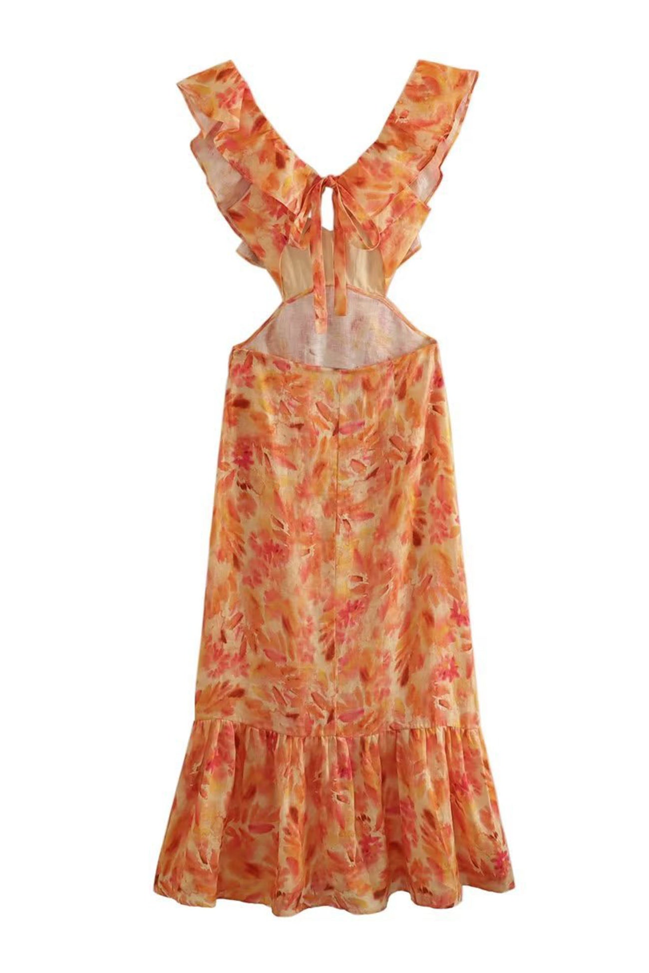 Robe longue à fleurs sans manches femme