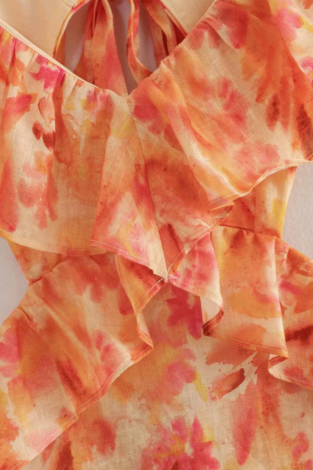 Robe longue à fleurs sans manches femme