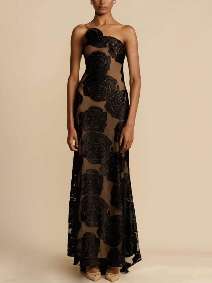 Robe longue à une épaule pour femme