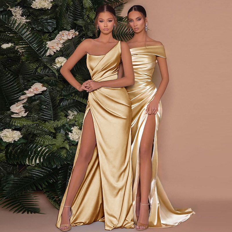 Robe longue à une épaule pour femme