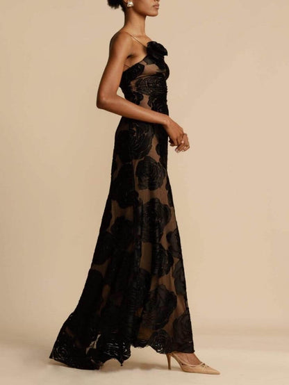 Robe longue à une épaule pour femme