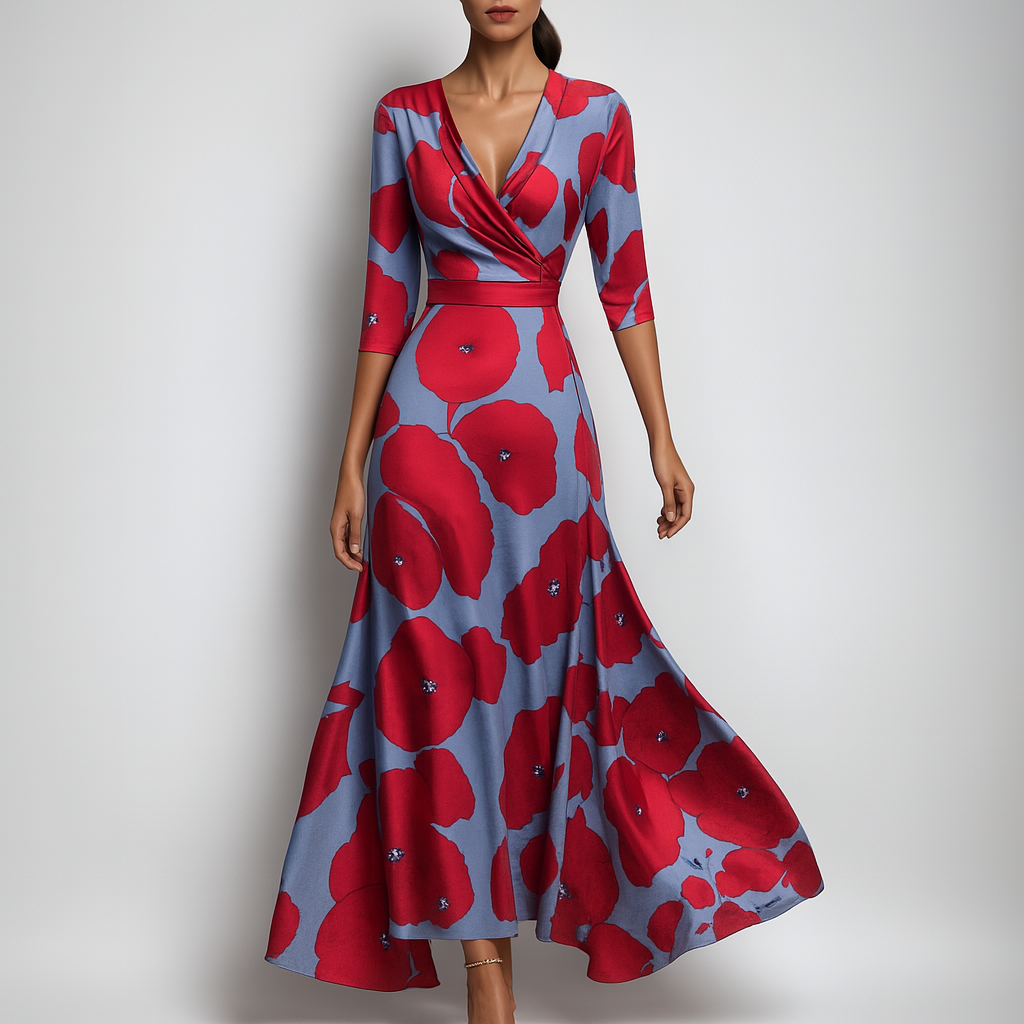 Robe longue bohème à col en V prête pour l’été