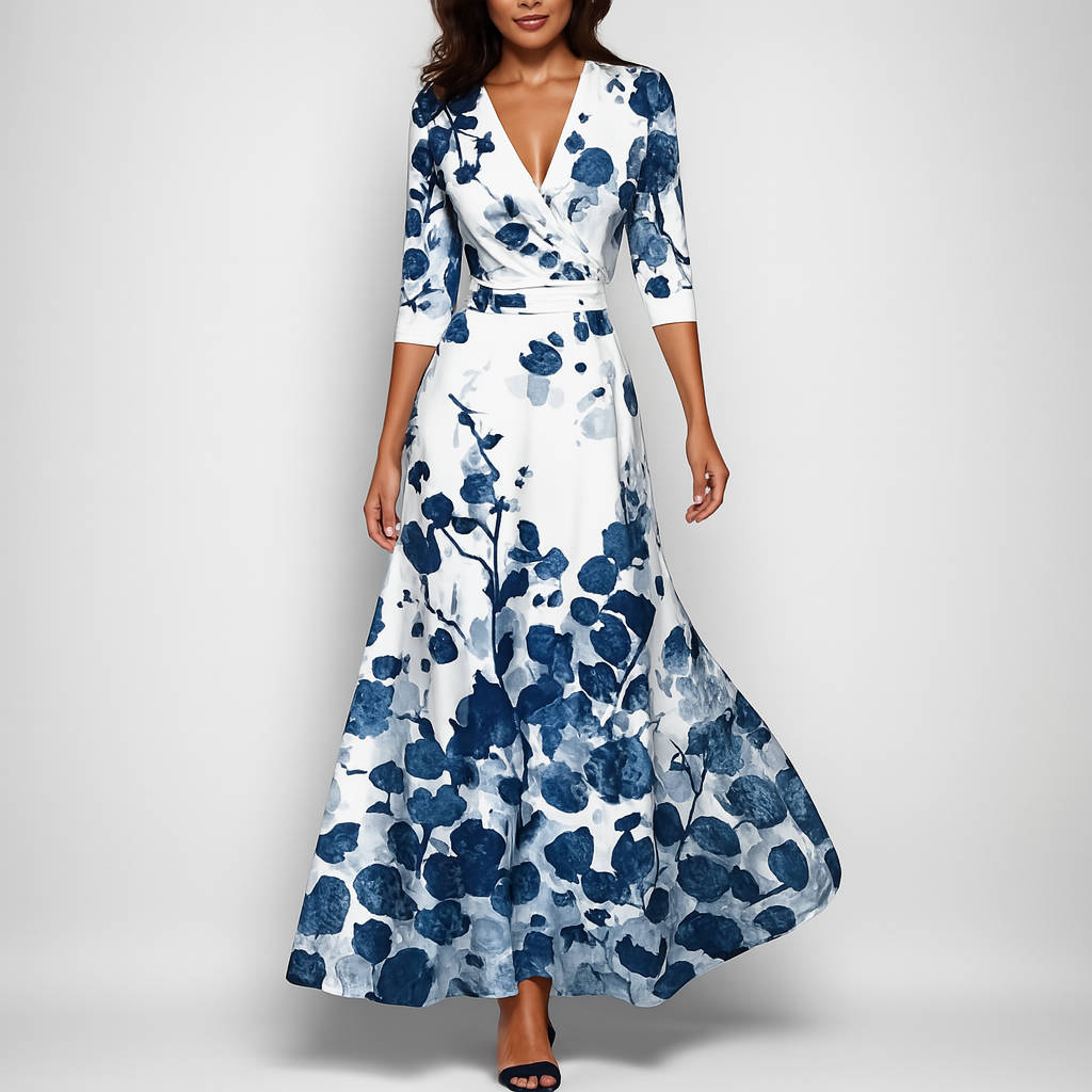 Robe longue bohème à col en V prête pour l’été
