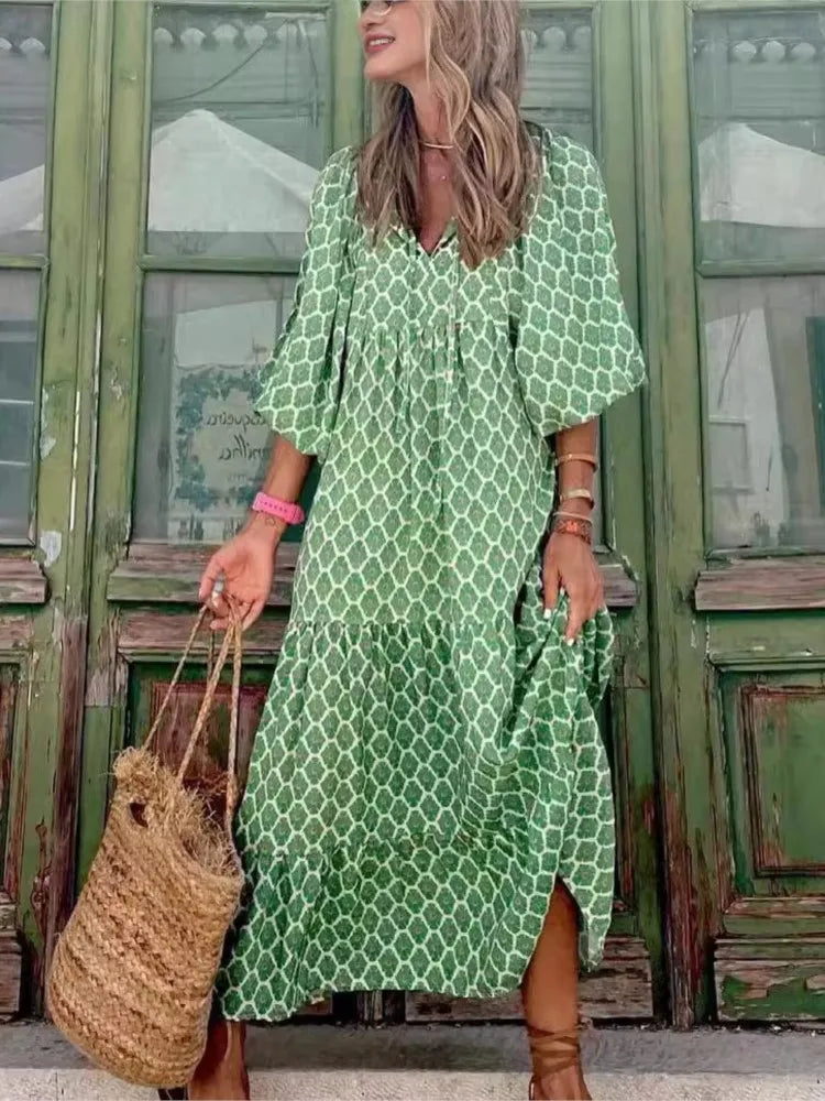 Robe longue bohème à imprimé fleuri pour femme