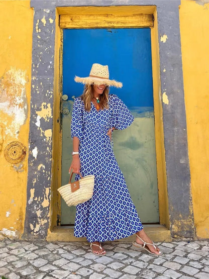 Robe longue bohème à imprimé fleuri pour femme