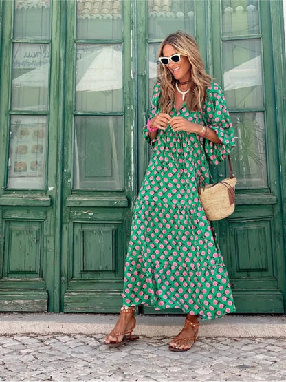 Robe longue bohème à imprimé fleuri pour femme