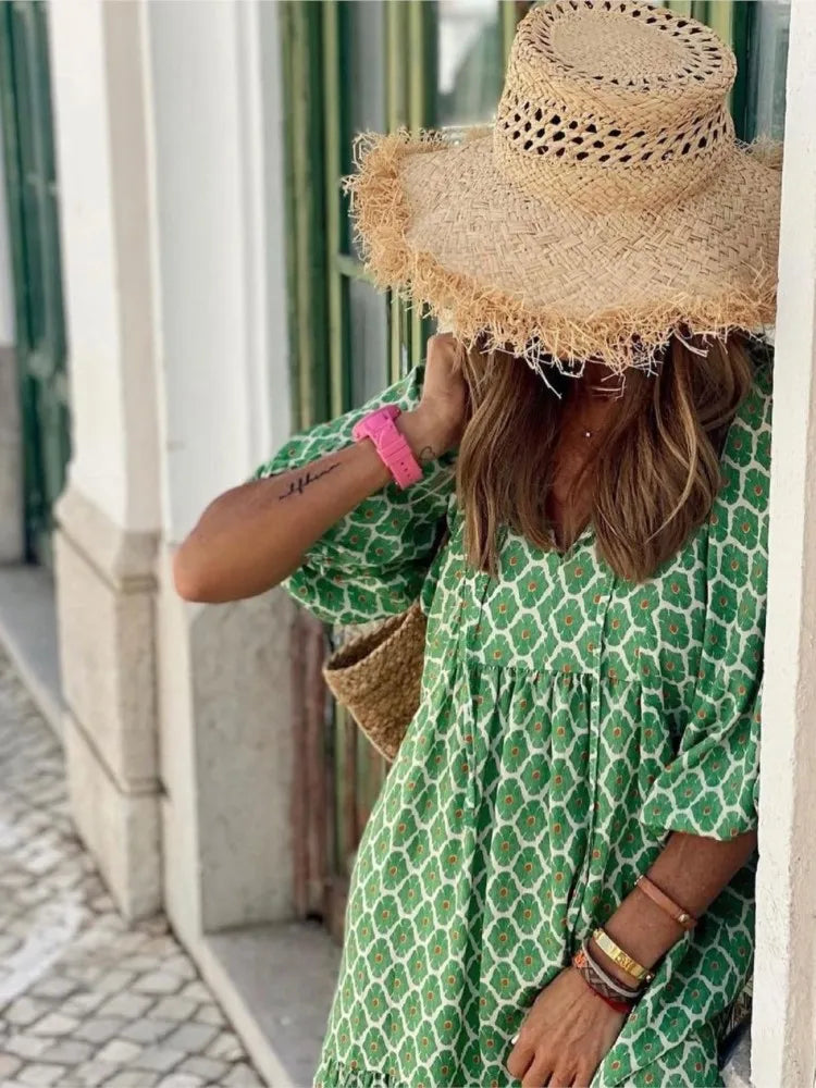 Robe longue bohème à imprimé fleuri pour femme