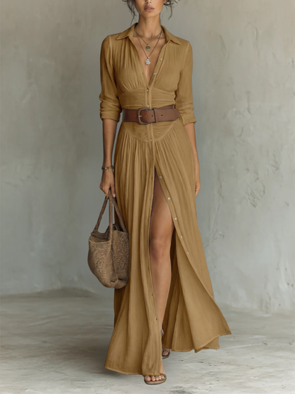 Robe longue boutonnée pour femme