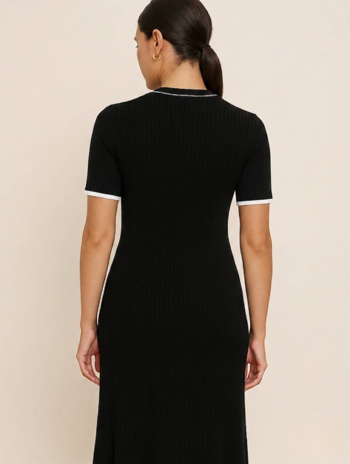 Robe longue côtelée boutonnée devant pour femme
