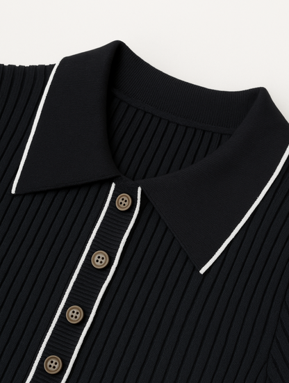Robe longue côtelée boutonnée devant pour femme