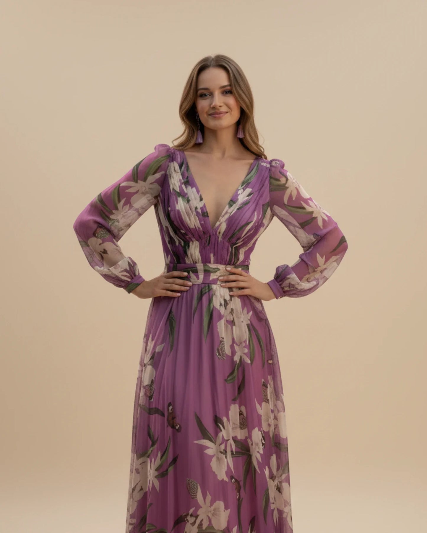 Robe longue d’été à manches longues