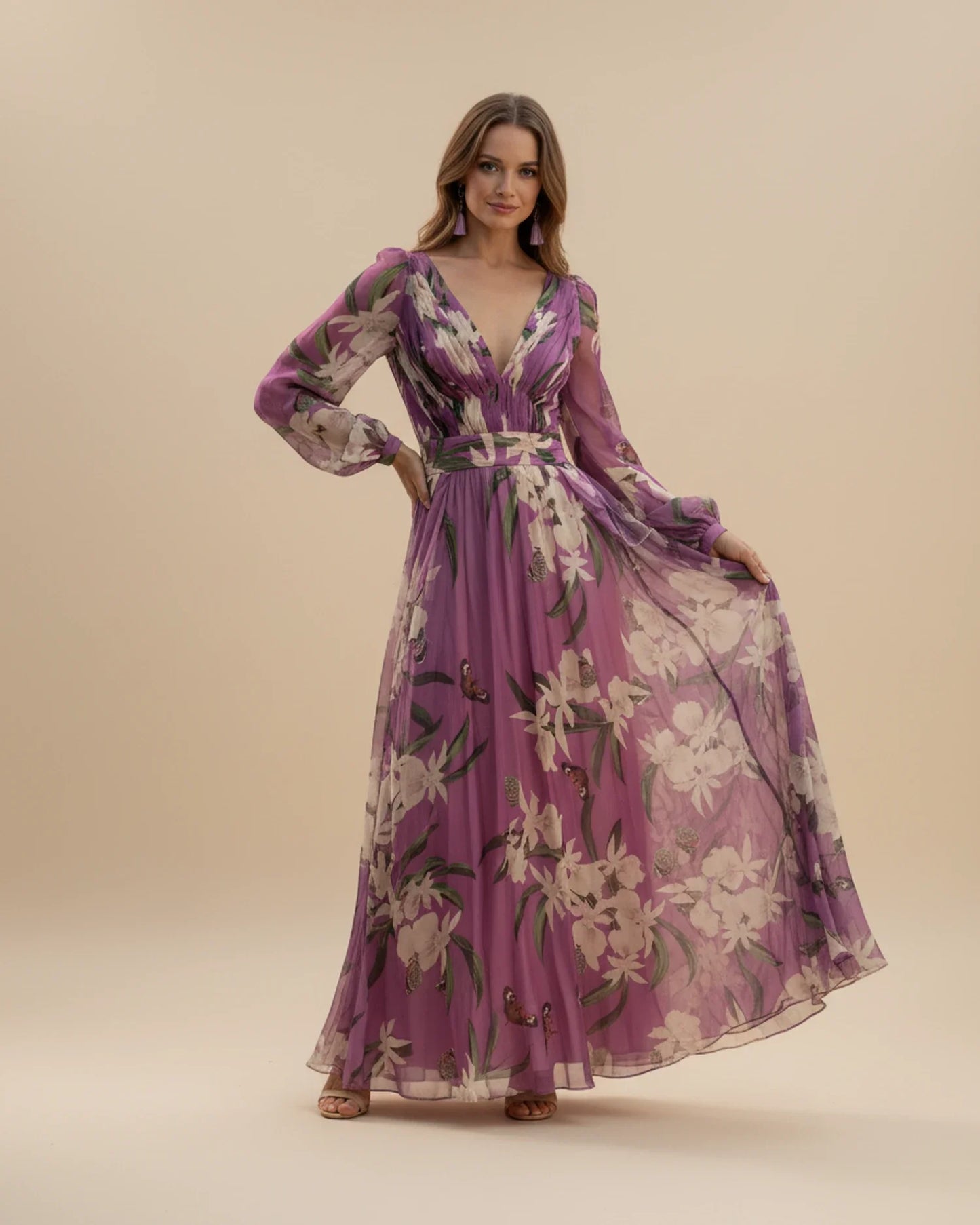 Robe longue d’été à manches longues