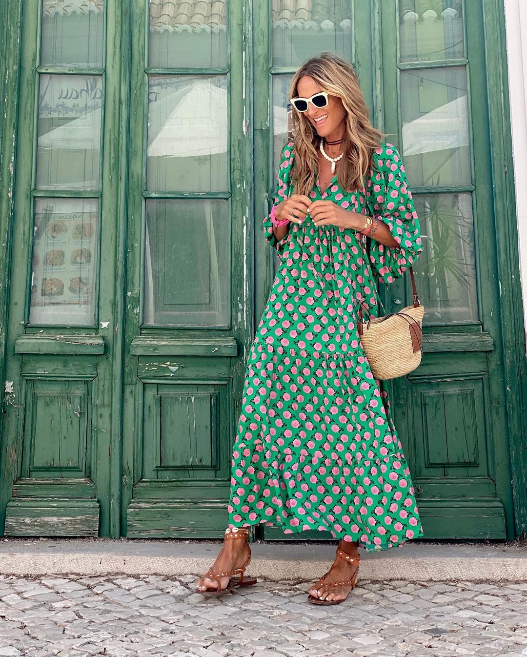 Robe longue d’été à volants pour femme