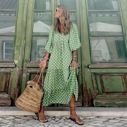 Robe longue d’été à volants pour femme