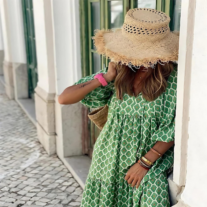 Robe longue d’été à volants pour femme