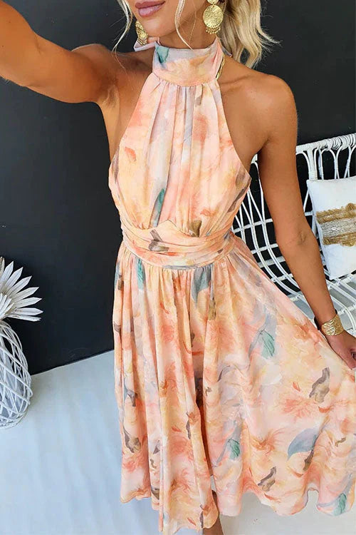 Robe longue dos nu à fleurs femme